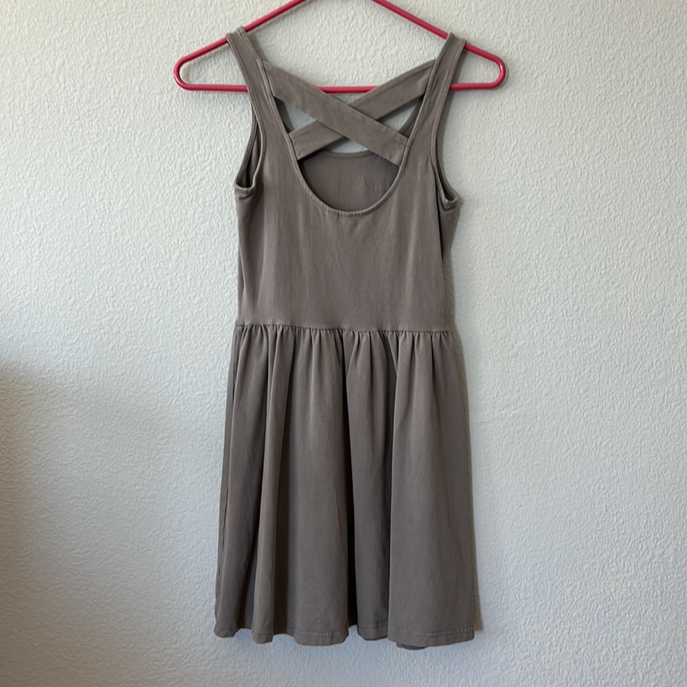 Frenchi size S gray-green sleeveless dress with cute crisscross straps i… - Picture 2 of 6